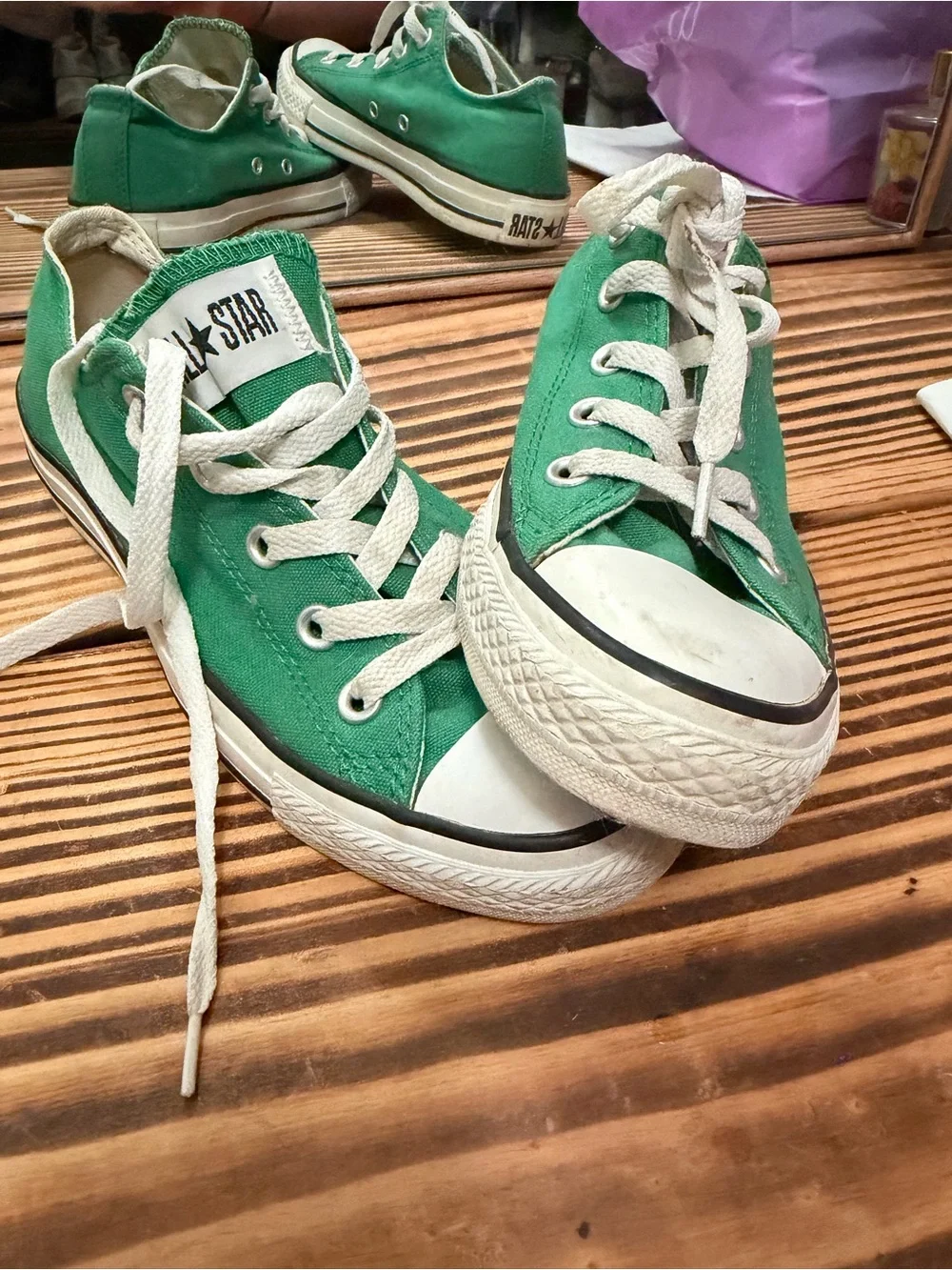Converse Green Low Top Canvas Sneakers with White Trim